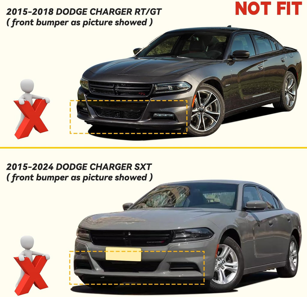 Dodge Charger Front Bumper Lip Splitter Protector Guard for 2015-2023 | Yellow Spoiler Lip Compatible with Charger SRT 392, Scat Pack, RT, GT