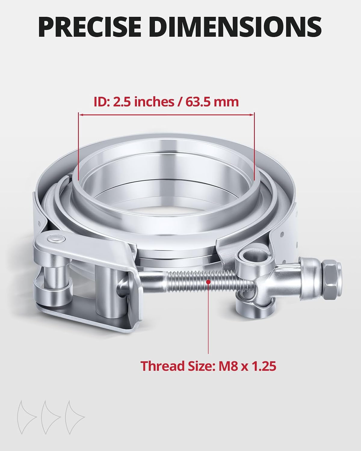 2.5 Inch V Band Clamp with Flange Male Female Quick Release Stainless Steel