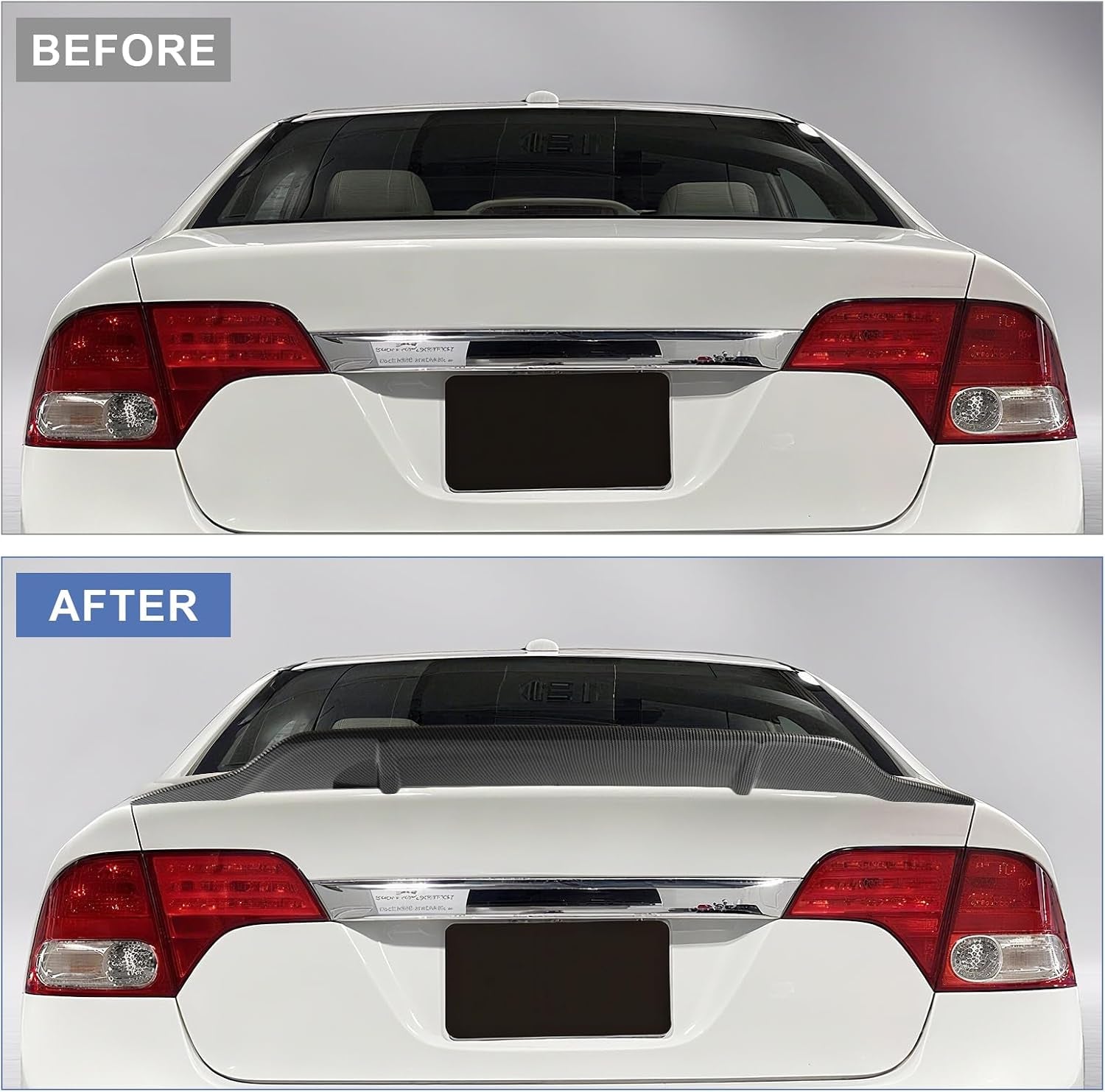 Carbon Fiber Rear Spoiler Wing Compatible with 2006-2011 8Th Gen Honda Civic Sedan, High-Kick Trunk Spoiler Wing