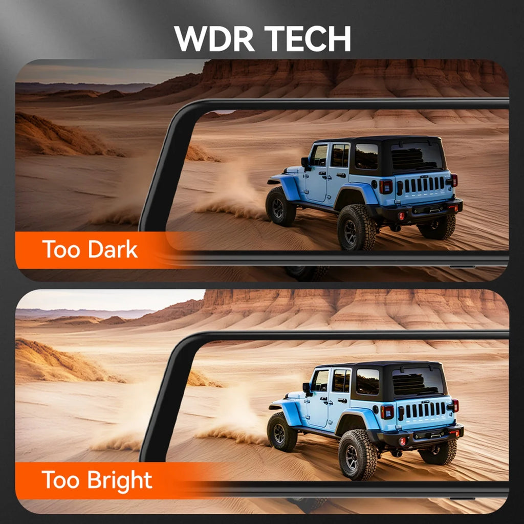 Dash Cam, Dashcam 4K in Wifi& GPS, 12'' 4K+1080P Rear View Mirror Dash Cameras with Super Night Vision, See the License Plate Clearly, Free 64GB Card