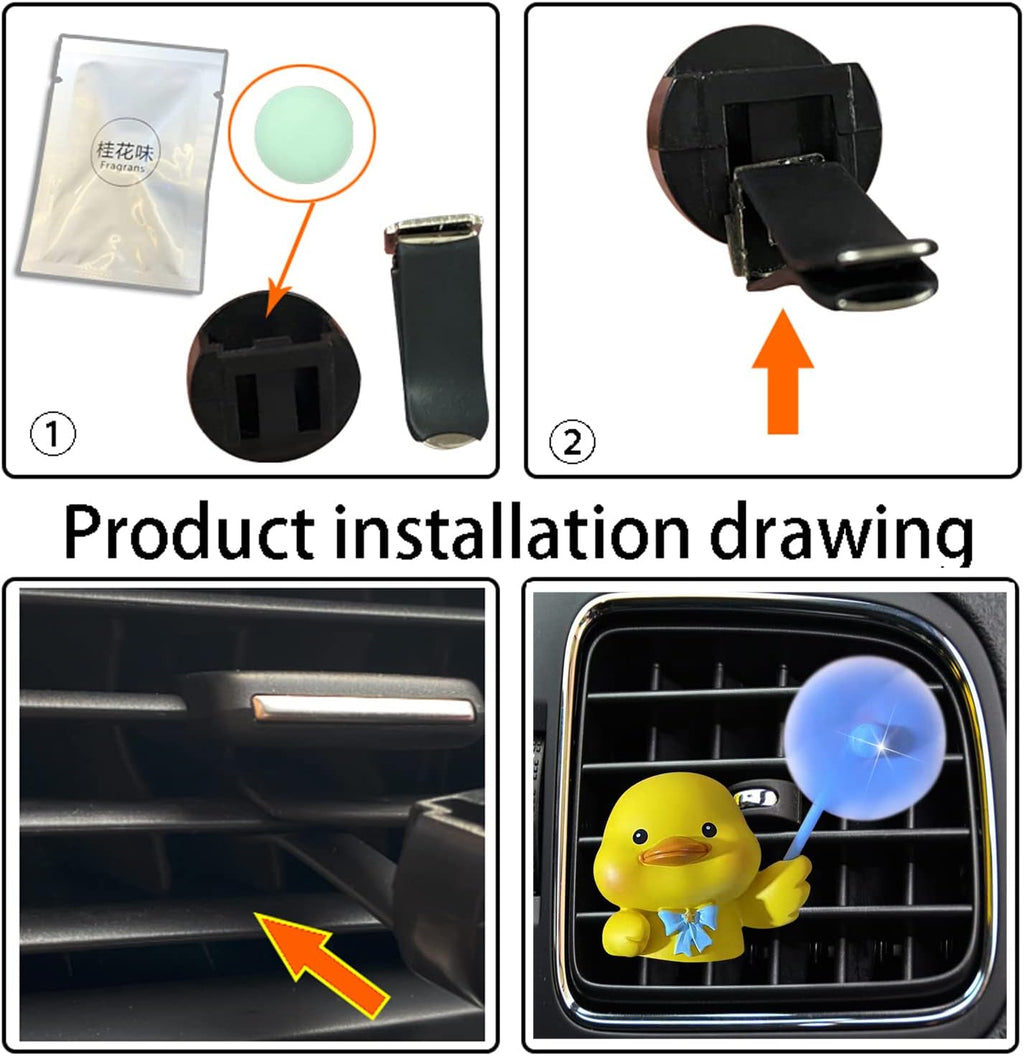 Cute Yellow Duck Air Vent Clips - Fun Car Air Fresheners & Decor