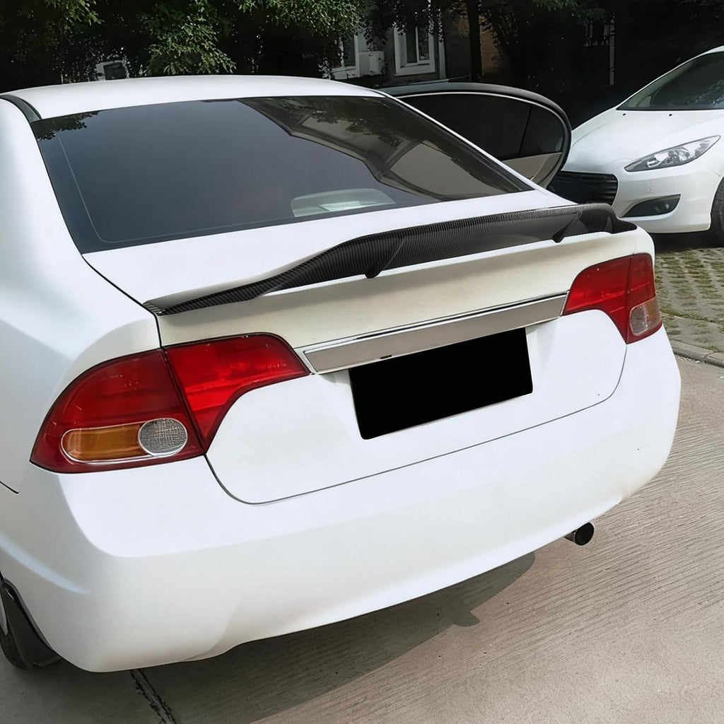 Carbon Fiber Rear Spoiler Wing Compatible with 2006-2011 8Th Gen Honda Civic Sedan, High-Kick Trunk Spoiler Wing