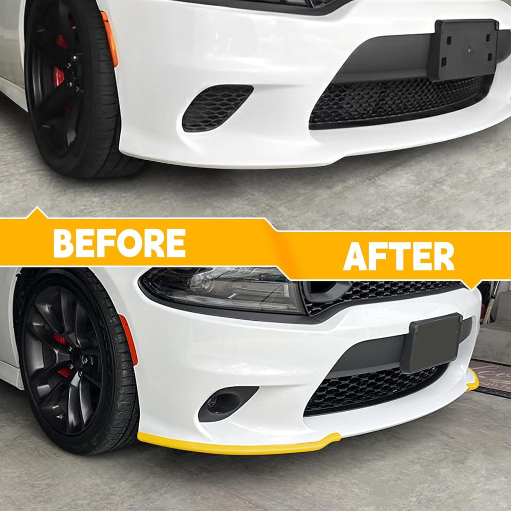 Dodge Charger Front Bumper Lip Splitter Protector Guard for 2015-2023 | Yellow Spoiler Lip Compatible with Charger SRT 392, Scat Pack, RT, GT