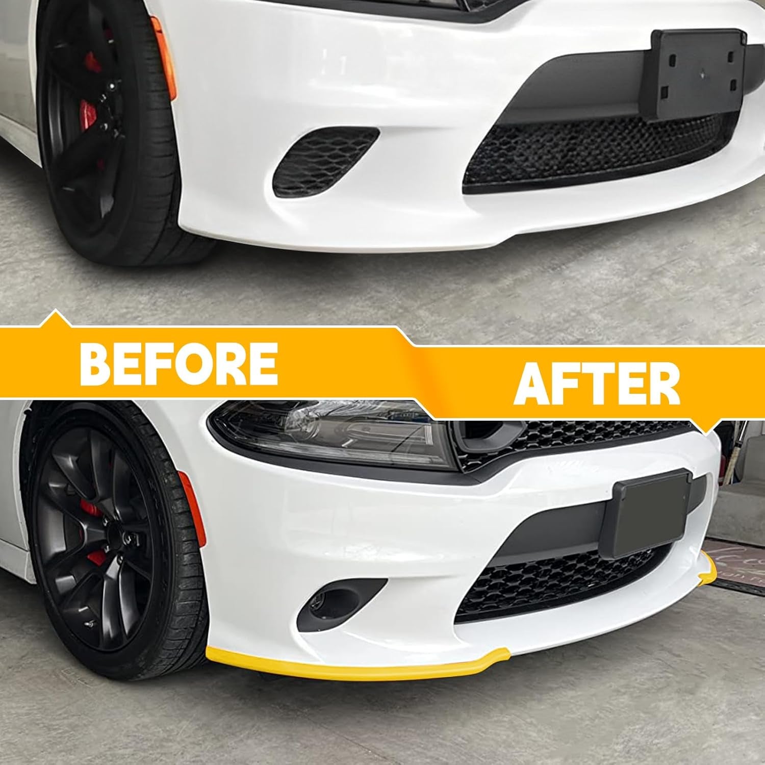 Dodge Charger Front Bumper Lip Splitter Protector Guard for 2015-2023 | Yellow Spoiler Lip Compatible with Charger SRT 392, Scat Pack, RT, GT