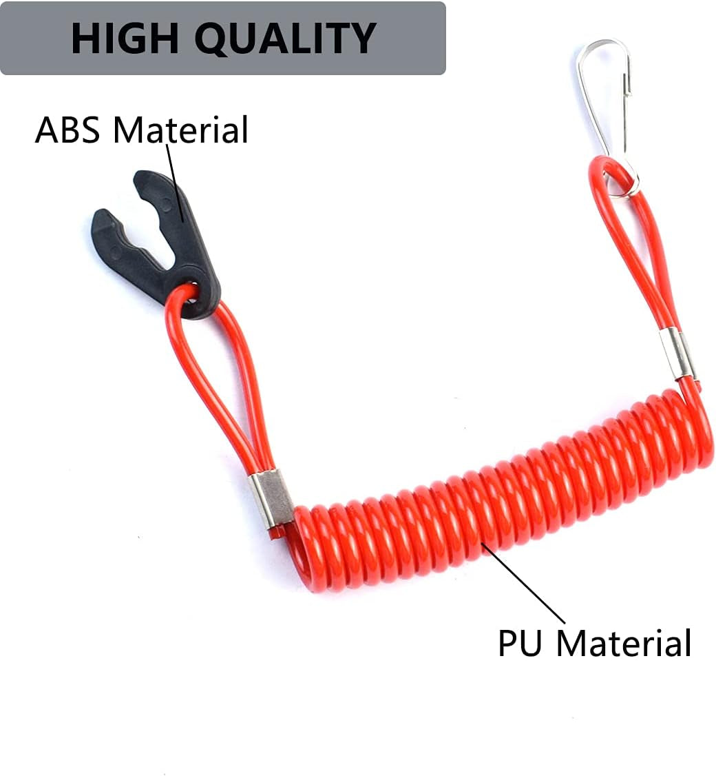 Boat Safety Kill Stop Switch Connector Lanyard Cord Replacement for Yamaha Outboard Mercruiser Marine Tohatsu Honda Engine Motor Kill Switch Tether Red Replace 6E9-82575-00 6E9-82575-01 6E9-82575-02