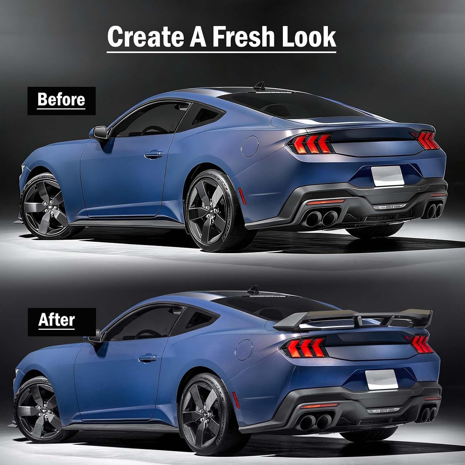 Rear Spoiler Wing Compatible with 2024-2025 Mustang Ecoboost/Ecoboost Premium/Gt/Gt Premium Convertible&Coupe, Dark Horse/Dark Horse Premium Coupe, FP Track Style Rear Spoiler, Gloss Black