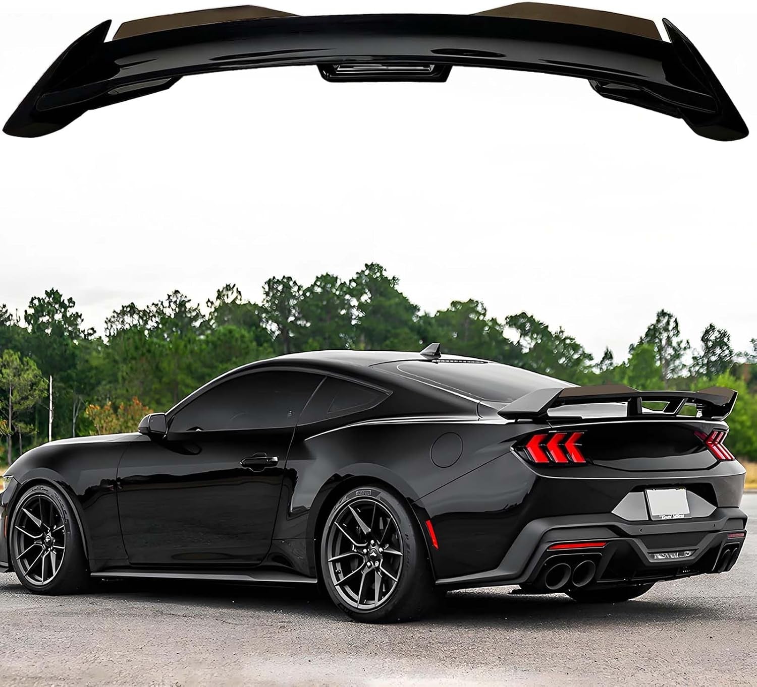 Rear Spoiler Wing Compatible with 2024-2025 Mustang Ecoboost/Ecoboost Premium/Gt/Gt Premium Convertible&Coupe, Dark Horse/Dark Horse Premium Coupe, FP Track Style Rear Spoiler, Gloss Black