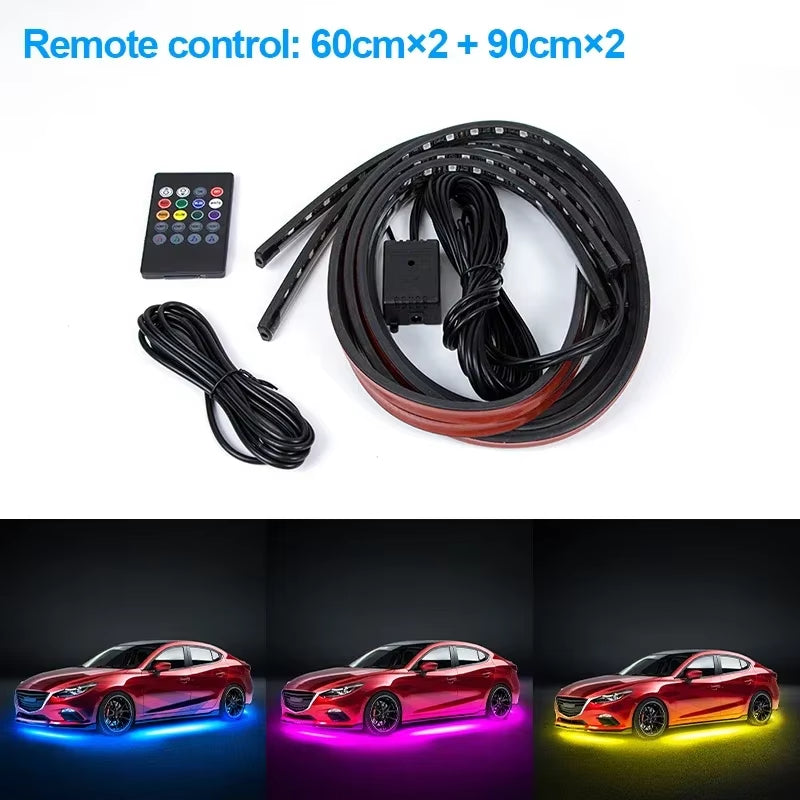 Car Underglow Neon LED Lights for Chassis Strip Light under Car Floor Lighting Auto Atmosphere Lamp Underlights RGB Colorful