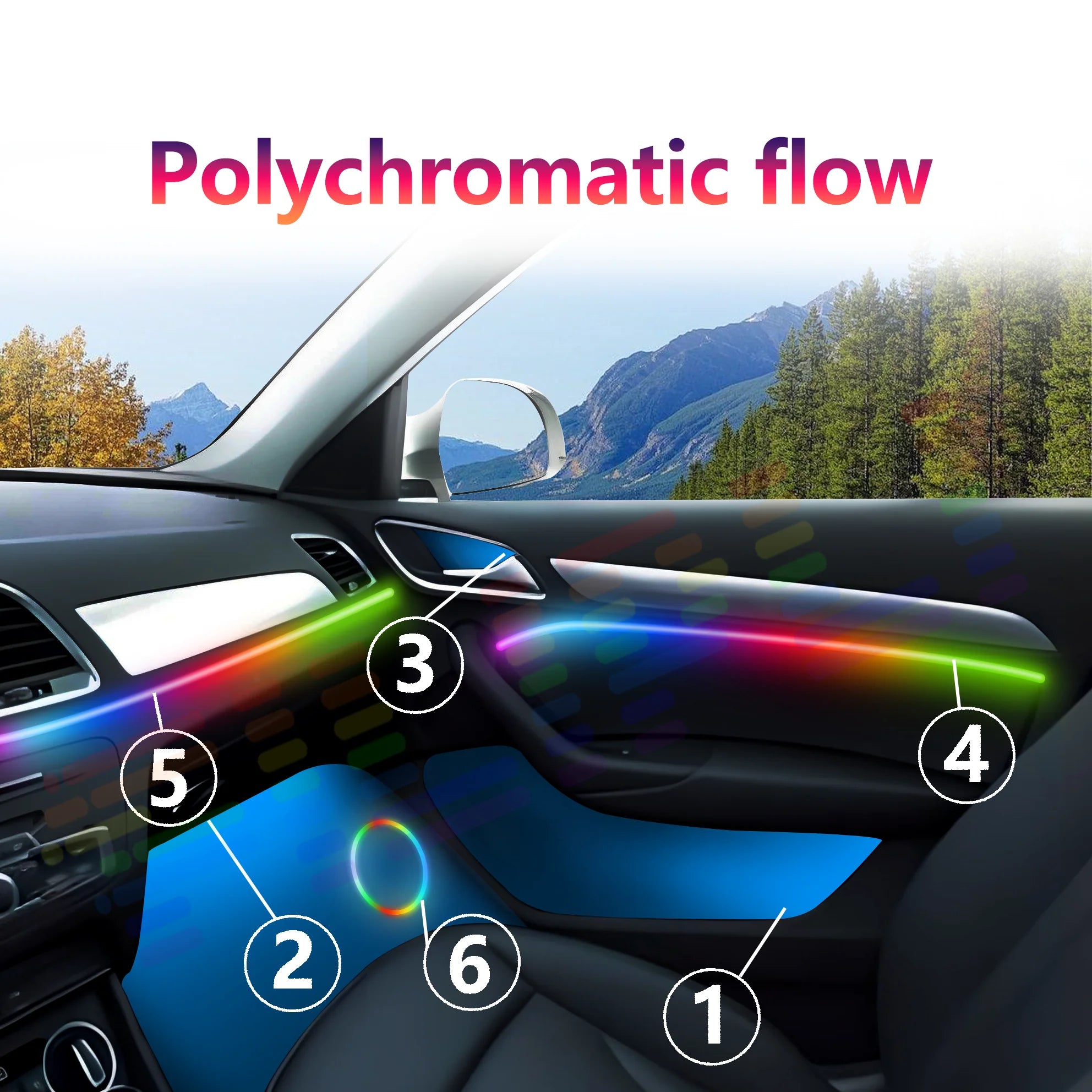 LED Car for Audi A3 Interior Atmosphere Upgrade Ambient Light Kit A6 A7 C5 C6 Q3 Q2 Q7 A1 A4 64 Color RGB Symphony APP 12V