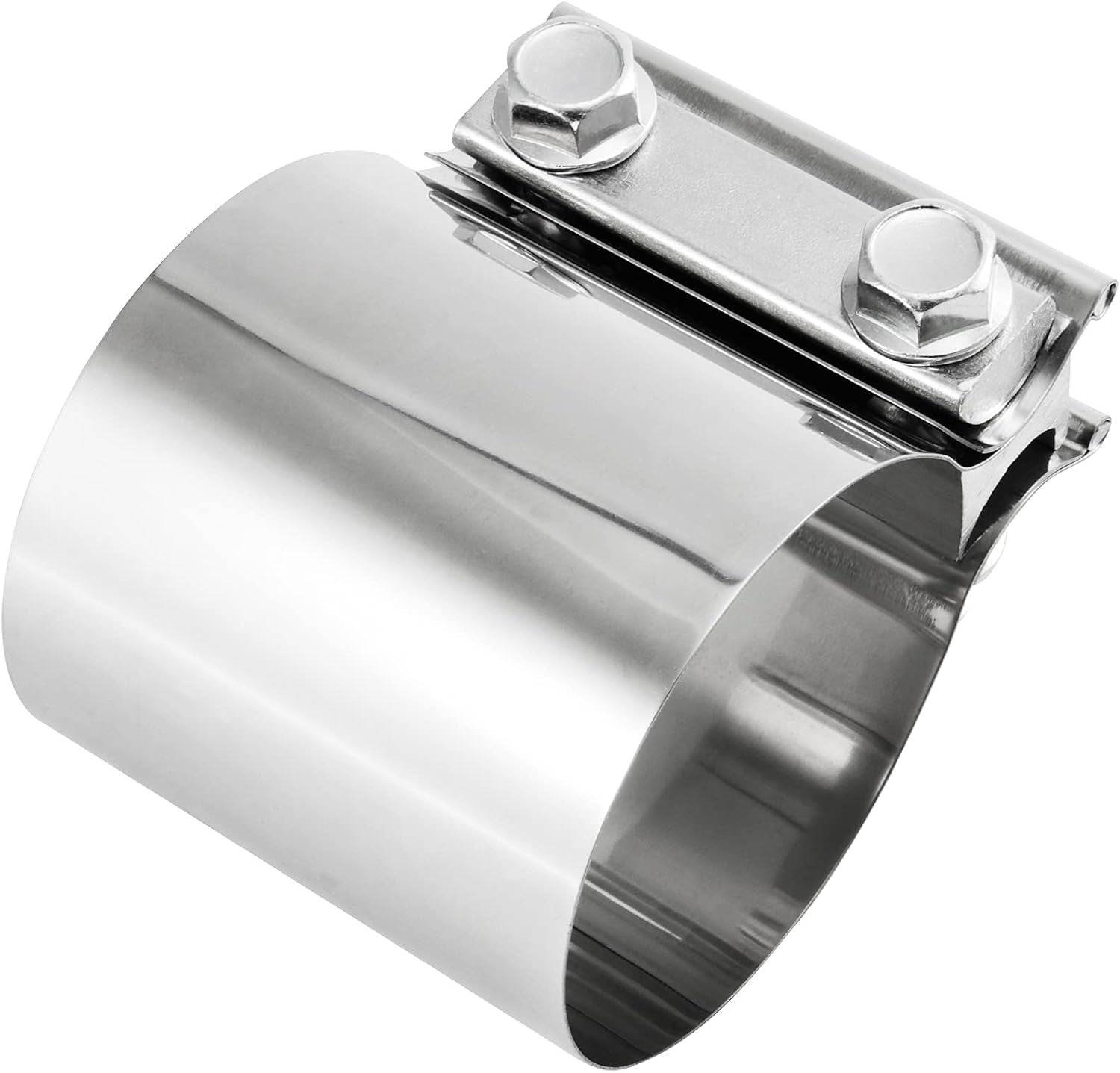 4 Pack 2.5 Inches Butt Joint Exhaust Clamp Sleeve, Stainless Steel Butt Joint Exhaust Seal Band Clamp Exhaust Coupler for 2.5-Inch OD Exhaust Pipes, Mufflers Connection