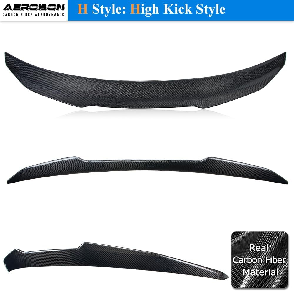 Real Carbon Fiber Trunk Spoiler Compatible with 2007-2014 Infiniti G35, G37, G25, Q40 4-Door Sedan Rear Spoiler (H Style) High Kick