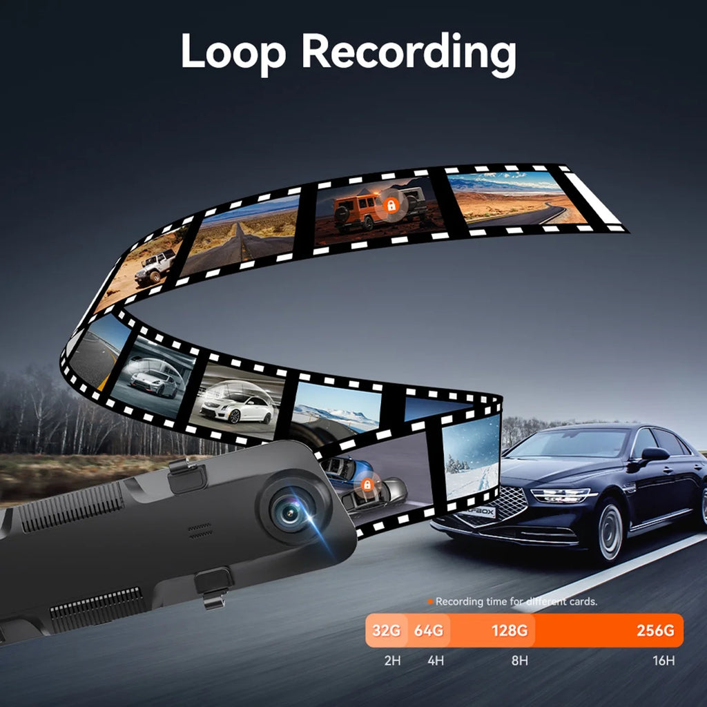 Dash Cam, Dashcam 4K in Wifi& GPS, 12'' 4K+1080P Rear View Mirror Dash Cameras with Super Night Vision, See the License Plate Clearly, Free 64GB Card