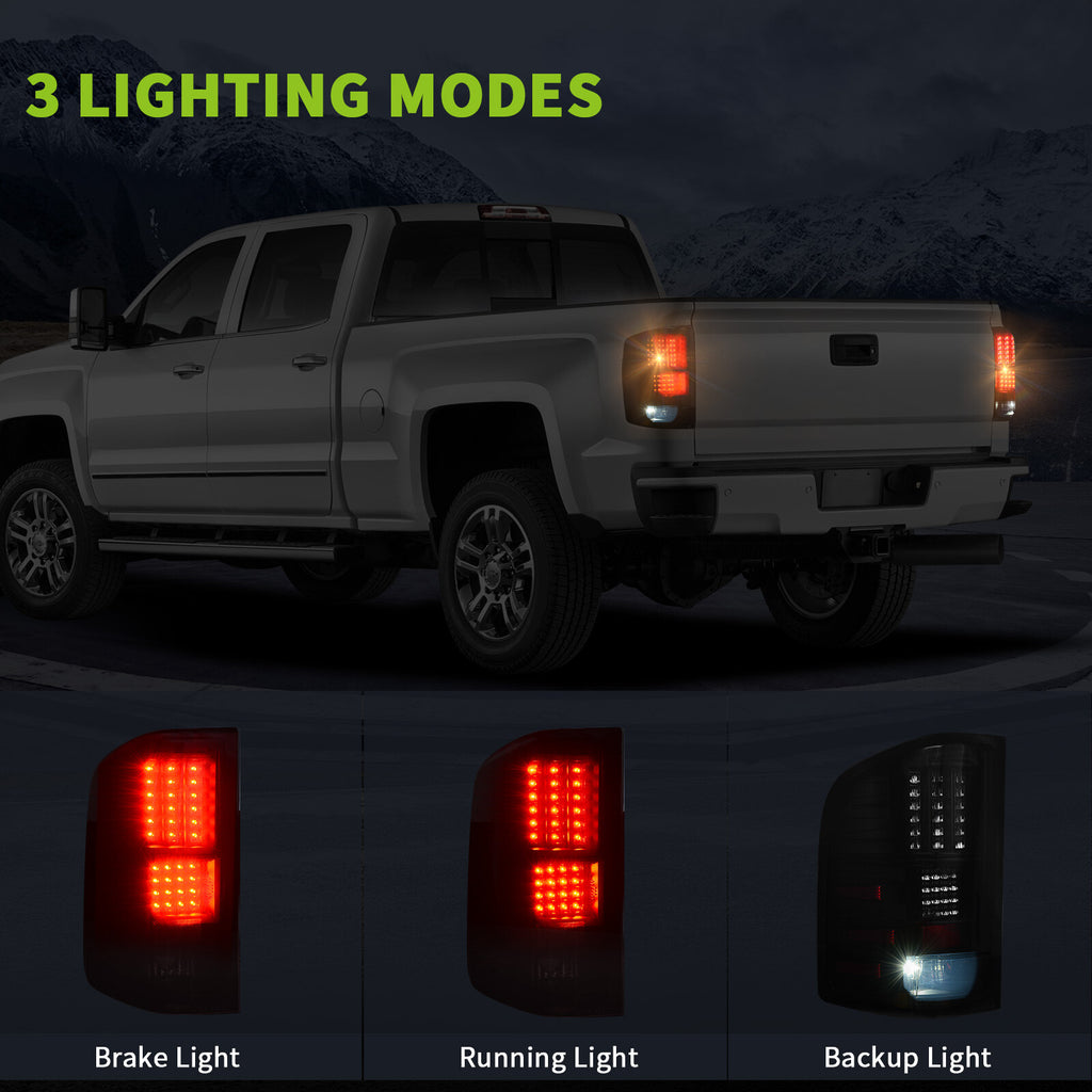 For 2007-2013 Chevy Silverado 1500 2500HD LED Tail Lights Brake Lamp Black Smoke