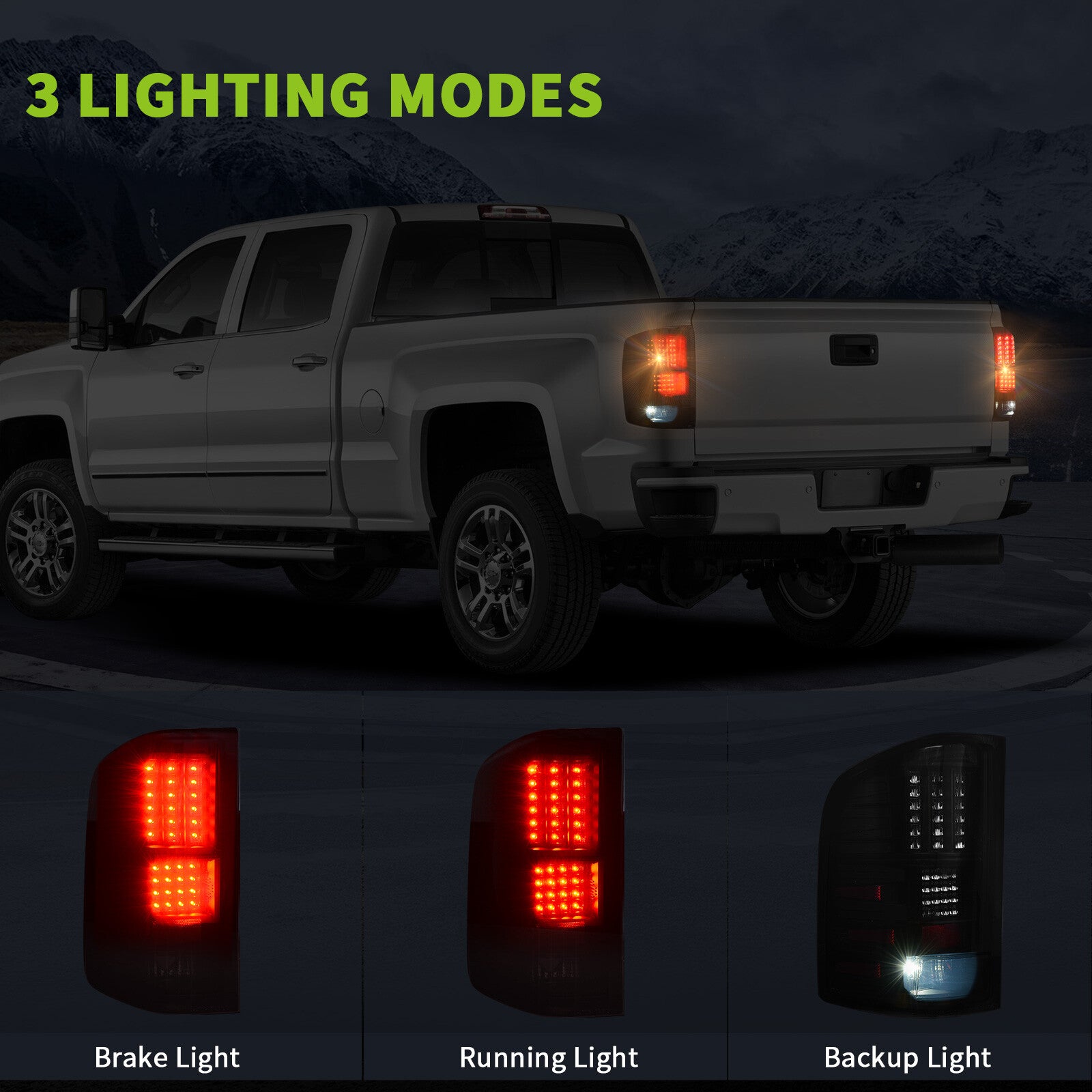 For 2007-2013 Chevy Silverado 1500 2500HD LED Tail Lights Brake Lamp Black Smoke