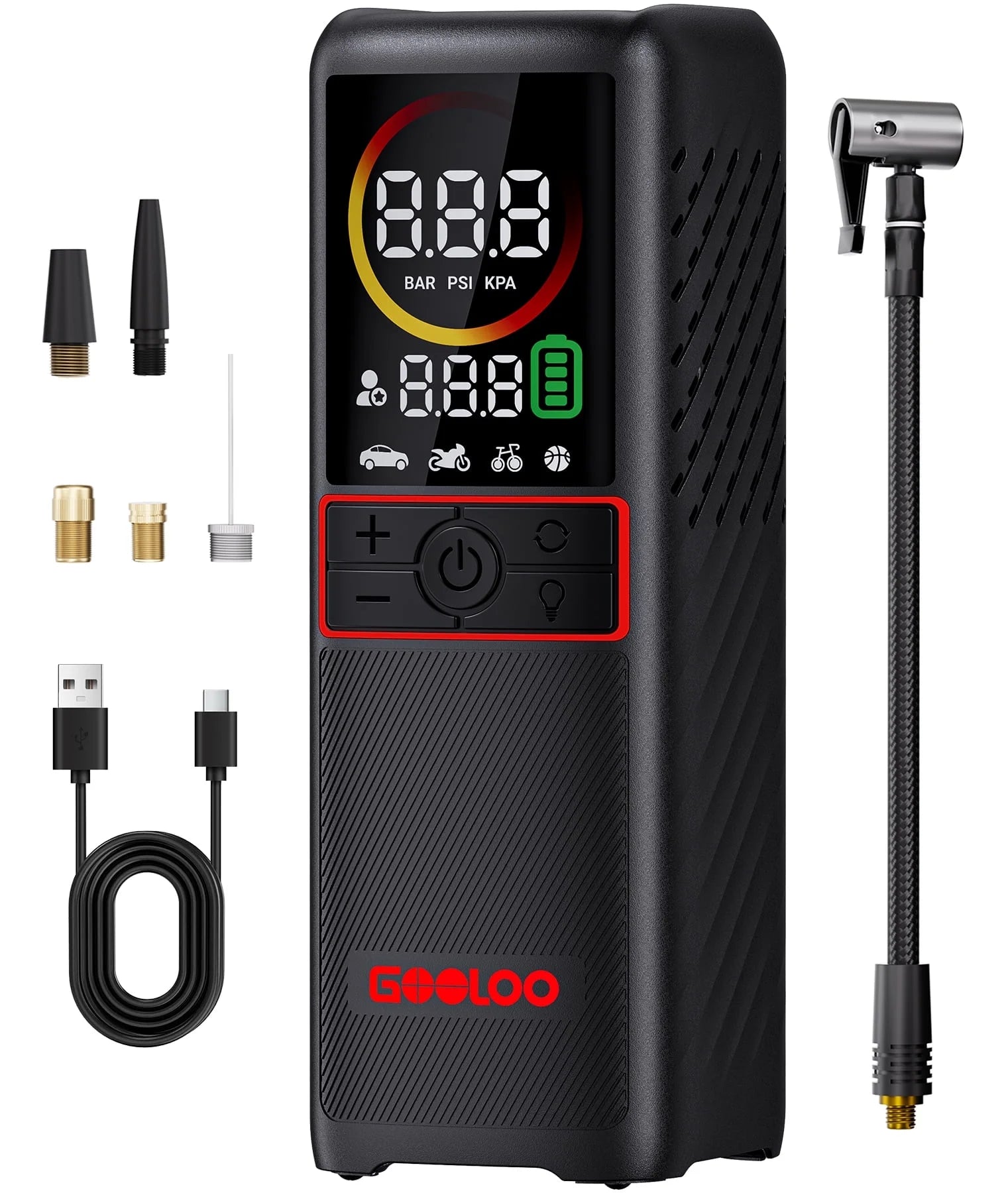 160 PSI Portable Tire Inflator Air Compressor 7500Mah Battery Cordless Air Pump for Car Tires Auto-Shutoff W/ LED Digital Pressure,  GT160 Tire Pump for Bikes,Balls,Motorcycles,Bicycle