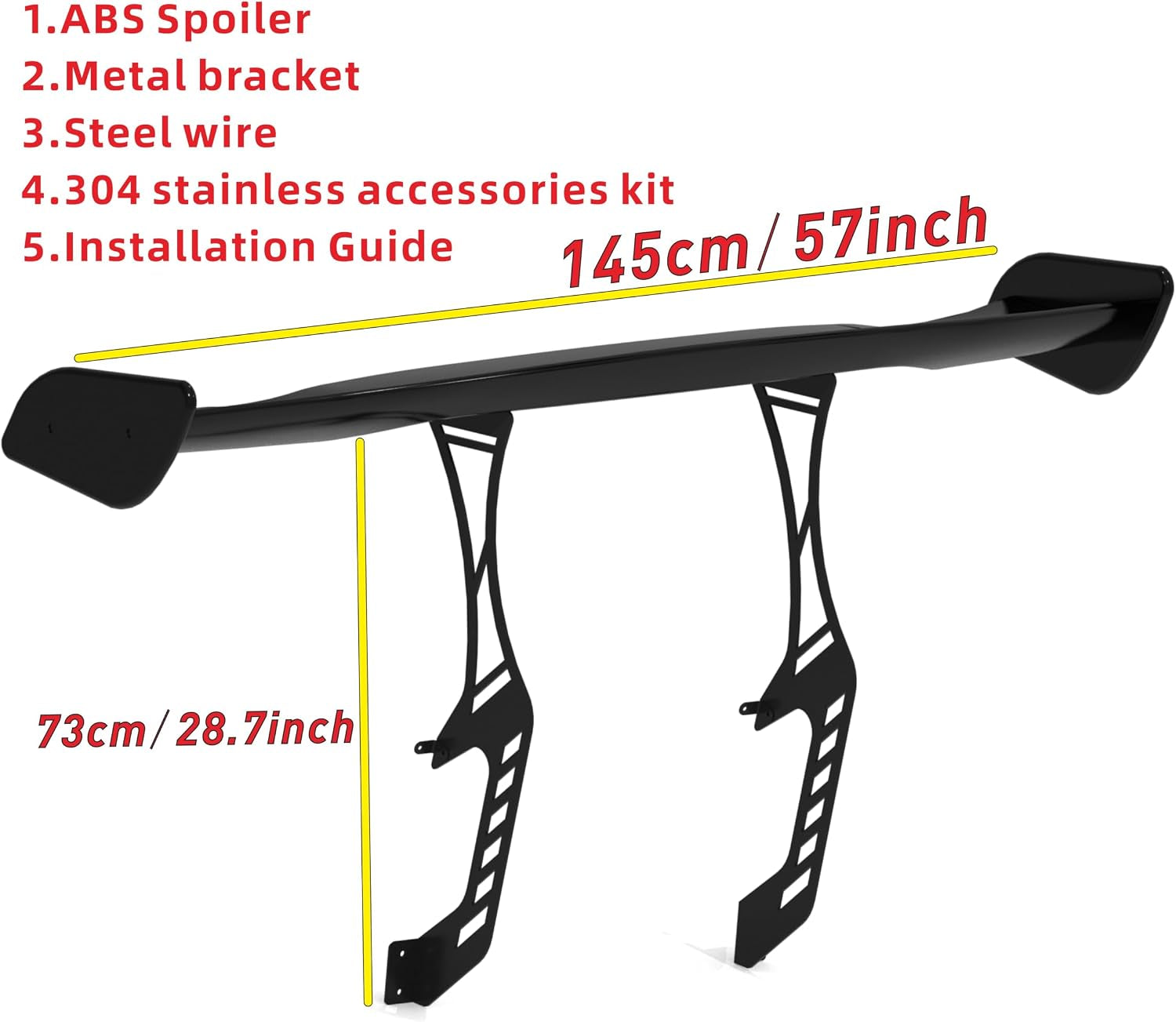Rear Spoiler Splitter Compatible with Honda Civic 4Dr 2006-2011 8Th Gen Chassis Mount Wing Glossy Black Adjustable Trunk Mounted GT Racing Decklid Lip Exterior Accessories(Drilling Installation)