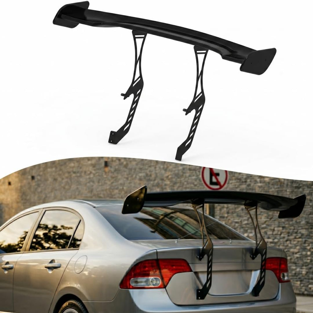 Rear Spoiler Splitter Compatible with Honda Civic 4Dr 2006-2011 8Th Gen Chassis Mount Wing Glossy Black Adjustable Trunk Mounted GT Racing Decklid Lip Exterior Accessories(Drilling Installation)