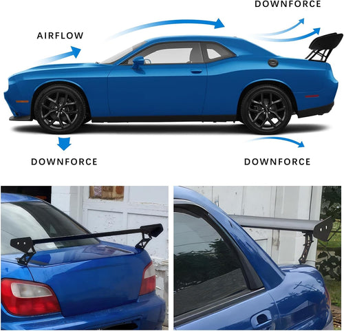 57 Inch GT Wing Rear Trunk Spoiler Wing Gloss Black Compatible with Universal Car Spoiler Rear Wing Rear Trunk Spoiler GT Style Wing Spoiler Gloss Black