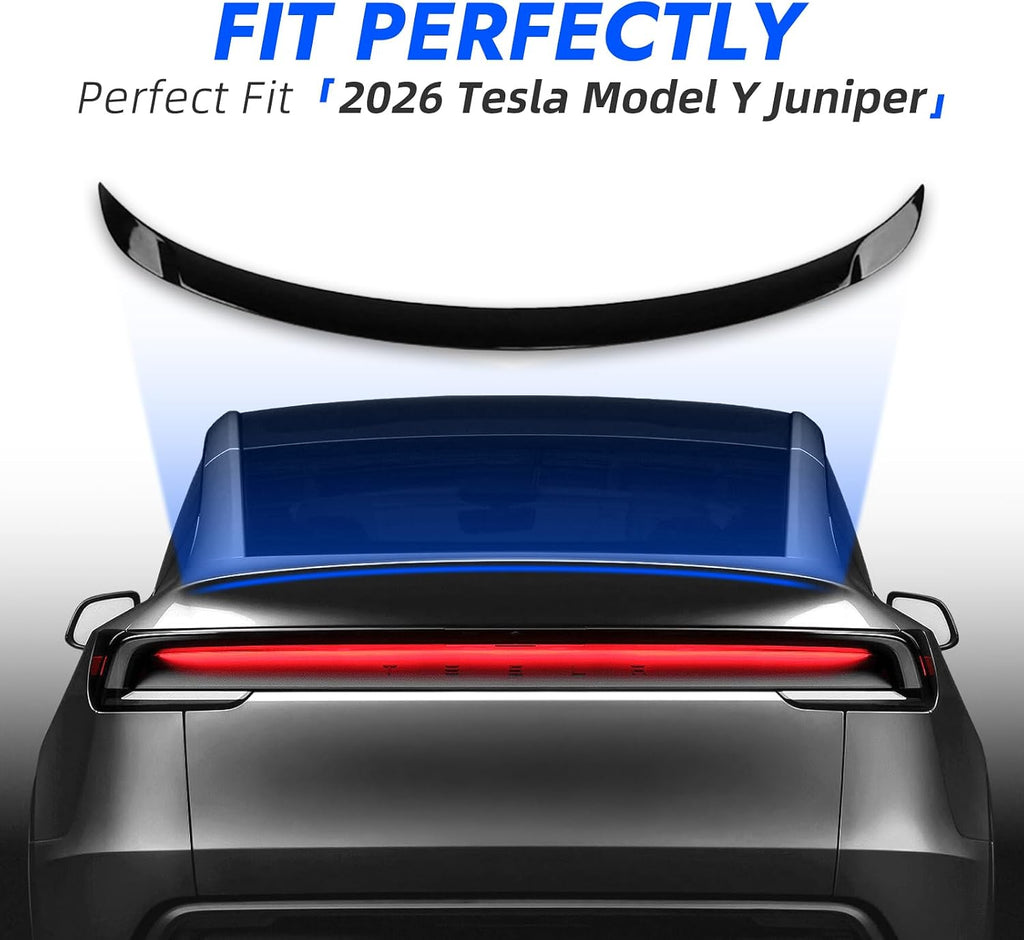 Spoiler for 2026 2025 Tesla Model Y Juniper ABS Material Rear Spoiler Wings Rear Trunk Lip Tesla Model Y Exterior Accessories(Gloss Black,Not for Standard)